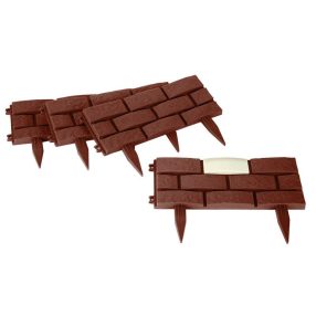   Kerti paliszád, Strend Pro Garden GB004, barna, 45 x 29 cm, összekapcsolható, 180 cm hossz, műanyag, UV-álló, napelemes LED fényforrás, 4 panel/csomag