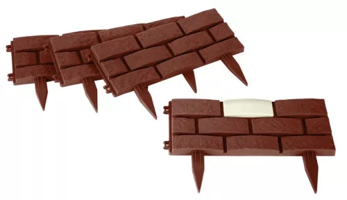 Kerti paliszád, Strend Pro Garden GB004, barna, 45 x 29 cm, összekapcsolható, 180 cm hossz, műanyag, UV-álló, napelemes LED fényforrás, 4 panel/csomag