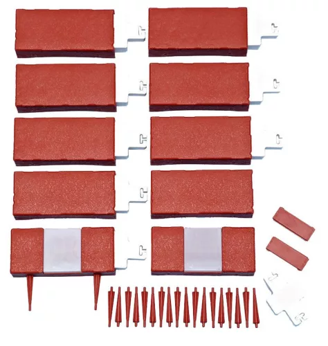 Kerti szegély, Strend Pro Garden GE089, terrakotta, 20 x 9 cm, összekapcsolható, 220 cm hossz, polipropilén (PP) műanyag, 2 napelemes LED fényforrás, 10 panel/csomag