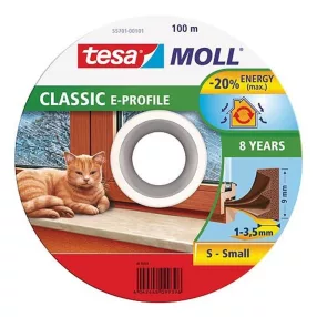  Ajtó és ablaktömítő gumicsík, TESA, barna, 9 x 4,0 mm, hosszúság: 25 m, kis hézagok (1 - 3,5 mm) tömítésére