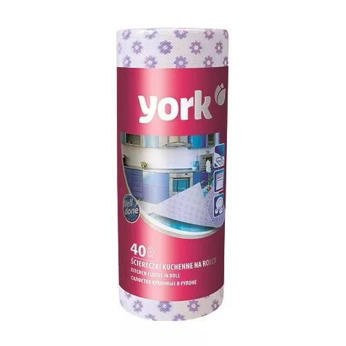 Konyhai törlőkendő, York 021100, fehér, 25 x 40 cm, 40 darabos, perforált, tartós, száraz és nedves tisztításhoz