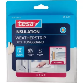   Ajtó és ablaktömítő gumicsík, TESA, fehér, 9 x 4,0 mm, hosszúság: 6 m, kis hézagok (1 - 3,5 mm) tömítésére