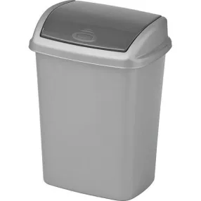   Szemeteskuka, Curver Dominik, 10 l, ezüst/grafit, kézi nyitású, forgatható fedél, műanyag, zárt kivitel
