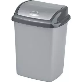  Szemeteskuka, Curver Dominik, 25 l, ezüst/grafit, kézi nyitású, forgatható fedél, műanyag, zárt kivitel