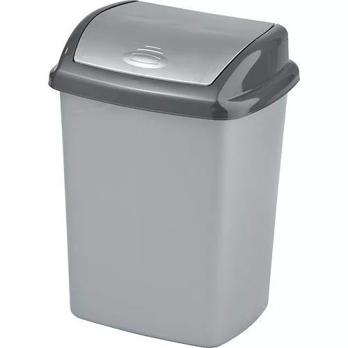 Szemeteskuka, Curver Dominik, 25 l, ezüst/grafit, kézi nyitású, forgatható fedél, műanyag, zárt kivitel