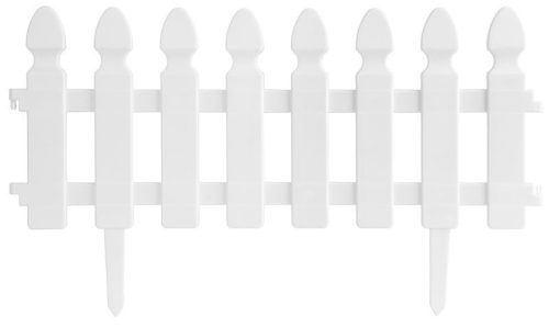 Mini díszkerítés, Strend Pro Garden Gardens F752, fehér, 50 × 34 cm, műanyag, fa hatású, összekapcsolható, leszúrható, 4 db/csomag