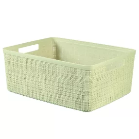   Tárolókosár, Curver Jute M, krémszínű, 12 literes, 36 x 28 x 15 cm, műanyag, juta hatású, fogantyúkkal, szögletes