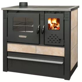   Strend Pro PANONIA fatüzelésű sparhelt, bézs, sütővel, 10,54 kW, 51 × 90 × 85 cm, bal oldali füstcső kimenet, átmérő: 120 mm