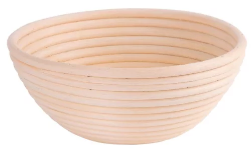 Kelesztőkosár, MagicHome, kenyér kelesztéséhez, kerek, maximum 1,2 kg, 28 x 8 cm, rattan, otthoni pékséghez