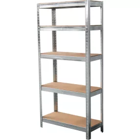   Műhelypolc, Strend Pro Racks, ezüst, 150 x 70 x 30 cm, 5 polcos, acél, MDF polclapok, állítható polcmagasság