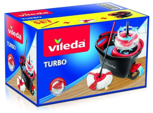 Felmosó szett, Vileda Turbo, vödörrel, mikroszálas fej, csak vízzel is hatékony, alapos tisztítás vegyszerek nélkül