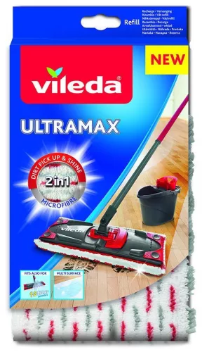 Felmosóhuzat, Vileda Ultramax, tartalék, mikroszálas, 2 az 1-ben, kétféle szál, hatékony szennyeződés-eltávolítás