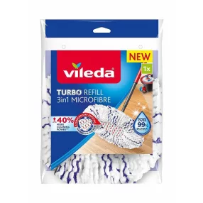   Felmosófej, Vileda, Turbo 3 az 1-ben, tartalék, mikroszálas, extra mosófelület, 40%-kal nagyobb tisztítóerő
