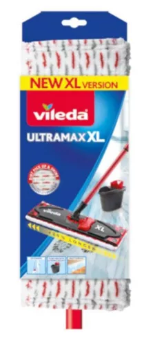 Felmosó, Vileda Ultramax XL Microfibre, teleszkópos nyél 140 cm, fej 43 × 13 cm, mikroszálas 2 az 1-ben, minden kemény padlóra, 60 °C-ig mosható