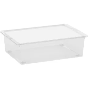   Tárolódoboz, KIS C-box L, átlátszó, 27 literes, 39 x 55 x 16 cm, egymásra rakható, műanyag, fedeles, szögletes