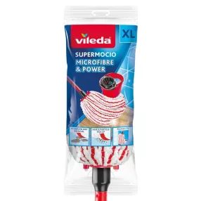   Felmosó, Vileda SuperMocio Microfibre&Power, mikroszálas fej, mosógépben mosható 60°C, kompatibilis a SuperMocio facsaró vödörrel