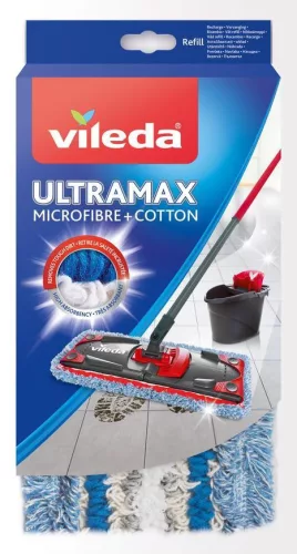 Felmosófej, Vileda Ultramax Micro+Cotton, csere tartozék, mikroszálas-pamut keverék, Ultramax és Ultramax TURBO kompatibilis, 60°C-on mosható