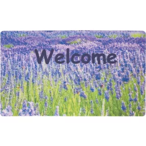   Lábtörlő, MagicHome ST614, levendulamező, Welcome felirat, 45 x 75 cm, kültéri, bejárati ajtóhoz