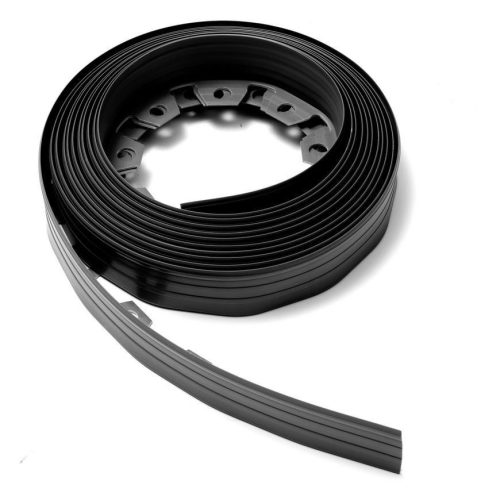 Gyepszegély, Strend Pro Garden, fekete, 10 m, 40 mm magas, hajlékony és formázható, 20 rögzítőtüskével