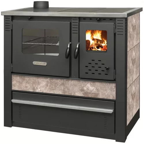 Strend Pro PANONIA fatüzelésű sparhelt, Mocca, sütővel, 10,54 kW, 51 × 90 × 85 cm, bal oldali füstcső kimenet, átmérő: 120 mm