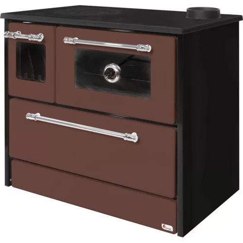 Strend Pro 701-G OMEGA Kuzine fatüzelésű sparhelt, barna, 9,18 kW, 87 × 51 × 79cm, jobb oldali füstcső kimenet, átmérő: 130 mm