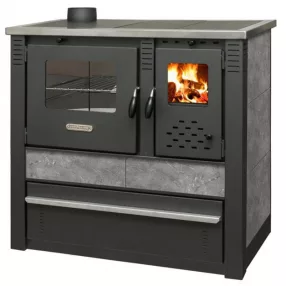   Strend Pro PANONIA fatüzelésű sparhelt, szürke, sütővel, 10,54 kW, 90 × 85 × 51 cm, bal oldali füstcső kimenet, átmérő: 120 mm