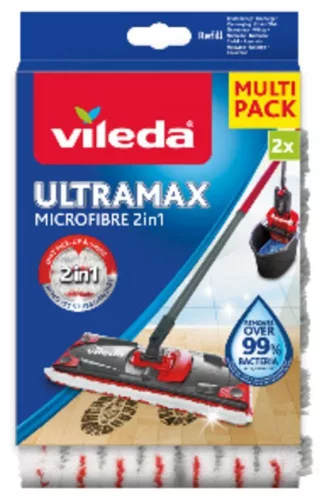 Felmosóhuzat, Vileda Ultramax Microfibre 2in1, 2 db, mikroszálas, 60°C-on mosható, kemény padlókhoz