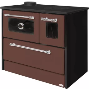  Strend Pro 701-G OMEGA Kuzine fatüzelésű sparhelt, barna, 9,18 kW, 87 × 51 × 79 cm, bal oldali oldali füstcső kimenet, átmérő: 130 mm