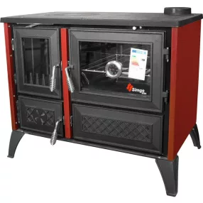   Strend Pro 801 STELA fatüzelésű sparhelt, bordó, 9,12 kW, 91 × 52,5 × 77 cm, jobb oldali füstcső kimenet, átmérő: 130 mm