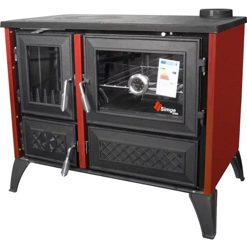 Strend Pro 801 STELA fatüzelésű sparhelt, bordó, 9,12 kW, 91 × 52,5 × 77 cm, jobb oldali füstcső kimenet, átmérő: 130 mm