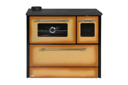 Strend Pro 701-G OMEGA Kuzine fatüzelésű sparhelt, Cappuccino, 9,18 kW, 87 × 51 × 79 cm, bal oldali oldali füstcső kimenet, átmérő: 130 mm
