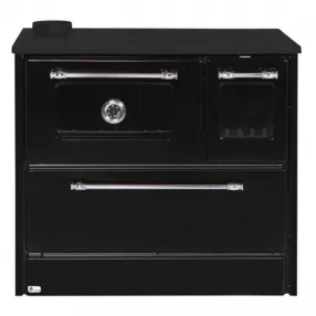  Strend Pro 701-G OMEGA Kuzine fatüzelésű sparhelt, fekete, 9,18 kW, 87 × 51 × 79 cm, bal oldali oldali füstcső kimenet, átmérő: 130 mm