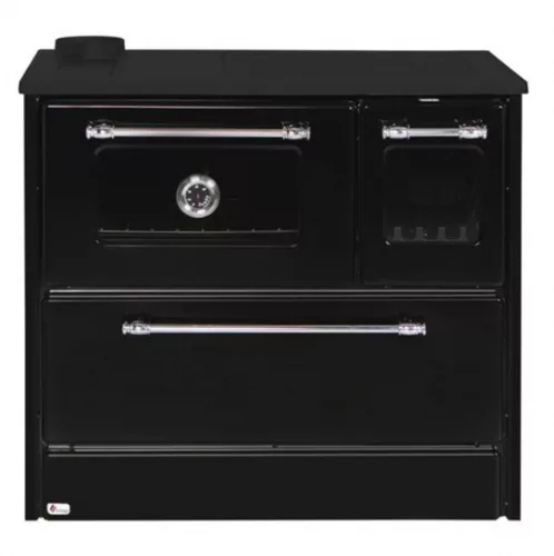 Strend Pro 701-G OMEGA Kuzine fatüzelésű sparhelt, fekete, 9,18 kW, 87 × 51 × 79 cm, bal oldali oldali füstcső kimenet, átmérő: 130 mm