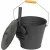 Hamugyűjtő vödör, Strend Pro, fekete, 12 l, porszórt acél, hamulapáttal és fedéllel, átmérő: 30 cm, magasság: 25 cm, kandallóhoz, kályhához és grillhez