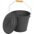 Hamugyűjtő vödör, Strend Pro, fekete, 12 l, porszórt acél, fedéllel, átmérő: 30 cm, magasság: 25 cm, kandallóhoz, kályhához és grillhez