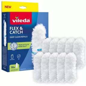  Portörlő pótszál, Vileda Flex&Catch, fehér, 10 db, utángyártott, 360°-os szálborítás, puha bolyhos szálak