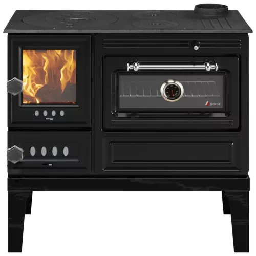 Fatüzelésű sparhelt, Strend Pro 5020-U Aura, fekete, sütővel, 9,0 kW, 50 x 82,5 x 77 cm, jobb oldali füstcső kimenet