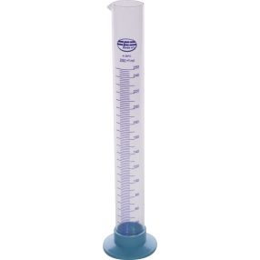   Mérőhenger, WHT, üveg, 250 ml, átlátszó, 2 ml-es osztás, kiöntő csőr, levehető műanyag talp, fokolóhoz alkalmas