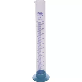   Mérőhenger, WHT, üveg, 250 ml, átlátszó, 2 ml-es osztás, kiöntő csőr, levehető műanyag talp, fokolóhoz alkalmas