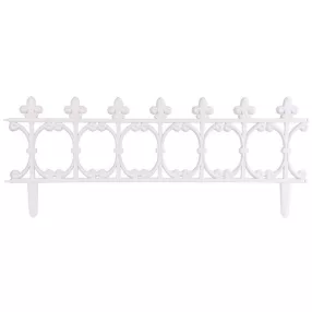   Mini díszkerítés, Strend Pro Garden Gardens F755, fehér, 87 x 34 cm, műanyag, kovácsoltvas hatású, összekapcsolható, leszúrható, 4 db/csomag