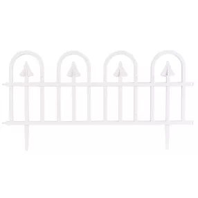   Mini díszkerítés, Strend Pro Garden Gardens F709, fehér, 61 x 32 cm, műanyag, kovácsoltvas hatású, összekapcsolható, leszúrható, 4 db/csomag