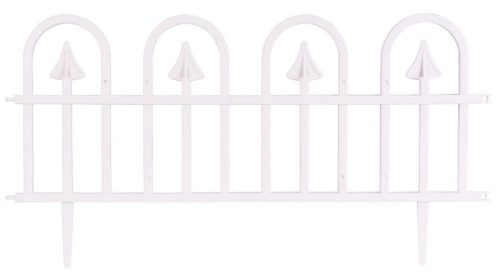 Mini díszkerítés, Strend Pro Garden Gardens F709, fehér, 61 x 32 cm, műanyag, kovácsoltvas hatású, összekapcsolható, leszúrható, 4 db/csomag