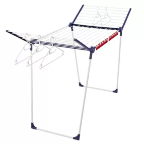   Leifheit 81520 Pegasus 200 Solid ruhaszárító, fehér, 20 m szárítófelülettel, 89 × 174 × 66 cm méretben, rozsdamentes és időjárásálló kivitelben, EasyClip csipesztartóval és 5 vállfaakasztóval, beltéri és kültéri használatra