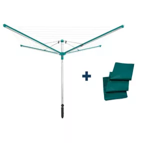   Leifheit 82008 Linomatic 600 Deluxe Cover kültéri ruhaszárító, ezüst, 60 méter szárítási területtel, Easy-Lift gombos nyitórendszerrel