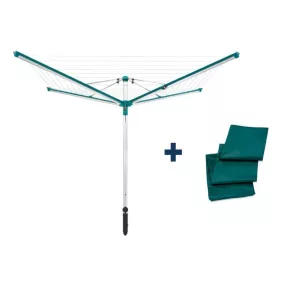   Leifheit 82007 Linomatic 500 Deluxe Cover kültéri ruhaszárító, 50 méter szárítási terület, ezüst, Easy-Lift rendszerrel, zsinórbehúzó mechanizmussal, védőhuzattal