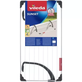   Vileda Sunset ruhaszárító, 10 méter szárítási terület, fehér, erkélyre akasztható kivitelben, állítható karokkal, kisruhatartóval