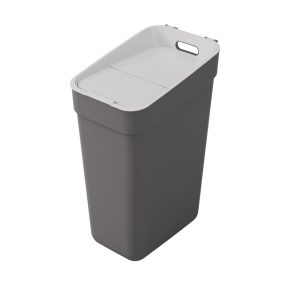  Szemeteskuka, Curver Ready to Collect, 30 l, sötétszürke, újrahasznosított műanyag, moduláris, egymásra rakható, fali tartóval