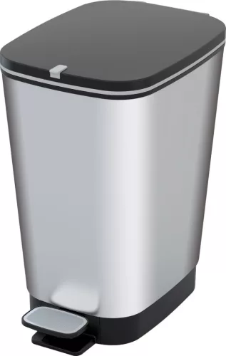 Szemeteskuka, KIS Chic Bin M Steel, 35 l, szürke, 40,5 x 26,5 x 45 cm, pedálos