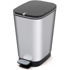   Szemeteskuka, KIS Chic Bin Steel L, 50 l, ezüstszürke/fekete, 44,5 x 29 x 60,5, pedálos