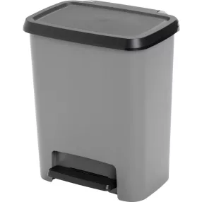   Szemeteskuka, KIS Compatta, 25 l, fekete/szürke, 28 x 38 x 43 cm, pedálos, műanyag, csúszásmentes lábak